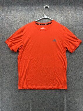 Adidas Climalite Shirt Mens Large Orange Short Sleeve Running Performance Top
